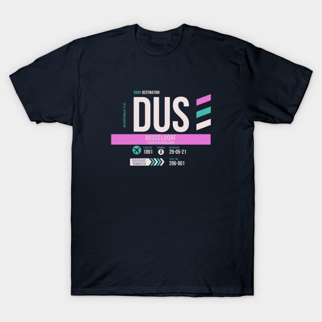 Dusseldorf (DUS) Airport Code Baggage Tag T-Shirt by SLAG_Creative